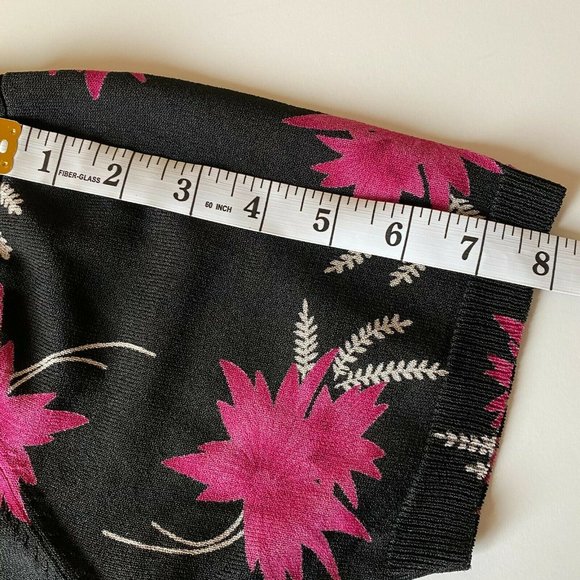 FALLER WOMENS BLACK FLORAL PRINTED TOP T SHIRT - Picture 6 of 8